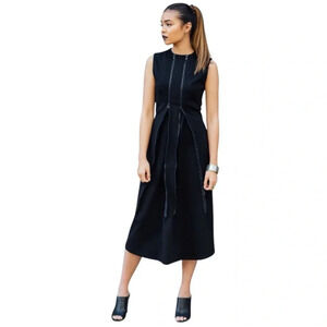 Maternity POPPYSEED maternity black midi dress adjustable dual zipper small NWOT